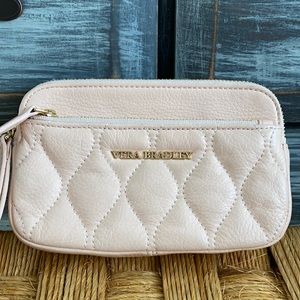Vera Bradley pink leather quilted wristlet
